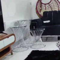 میز و گل میز پایه استیل صفحه آینهای