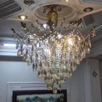 لوستر برنزی ۱۵شعله|لوستر و چراغ آویز|فومن, |دیوار