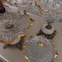 سرویس ظروف پذیرایی (پایه برنجی) لب طلا