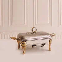 سوفله پذیرایی استیل طلایی نقره ای|ظروف سرو و پذیرایی|مشهد, زمرد|دیوار