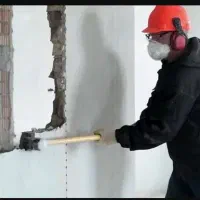 تخریب وبازسازی.ساختمان کارگری .بنایی خورده کاری