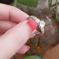 حلقه تک نگین و گوشواره استیل زیبا