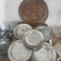 ۵عدد بشقاب مسی و تابلو مسی قدیمی
