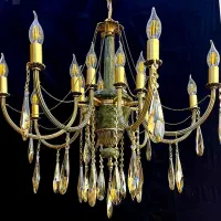 تولیدی لوستر،لوستر سنگی کلاسیک9شاخه برنج مدل فرشته|لوستر و چراغ آویز|اراک, |دیوار