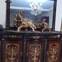 آینه و کنسول معرق با چوب گردو|بوفه، ویترین، کنسول|تهران, قیام|دیوار