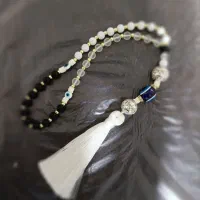 تسبیح اونیکس مهره حدید وصدف|صنایع دستی و سایر لوازم تزئینی|مشهد, حرم مطهر رضوی|دیوار