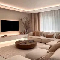 پشت تلویزیونی با نور پردازی|لوستر و چراغ آویز|گنبد کاووس, |دیوار