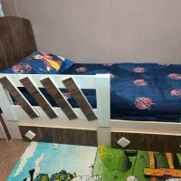 سرویس خواب کودک و نوجوان تمیز 3تکه همراه با تشک|تخت و سرویس خواب|کرج, باغستان|دیوار