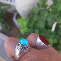 انگشتر عقیق یمن و فیروزه نیشابور