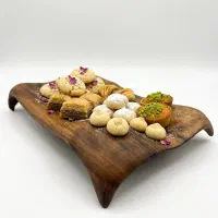 ظرف شیرینی خوری چوبی مینیمال پایه دار دفورمه