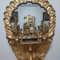 مجسمه طاووس آینه وشمعدان وساعت وجا قرآن ست|صنایع دستی و سایر لوازم تزئینی|پاکدشت, پاکدشت (مامازند)|دیوار