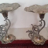 دو عدد ظرف سیلور پایه دار