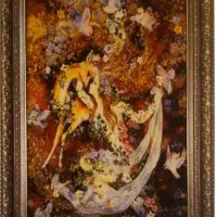 تابلو فرش دستباف نیاز و نوازش استاد فرشچیان