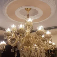 لوستر کریستالی مورانو کرم طلایی 14 شاخه