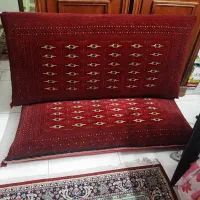 دو جفت پشتی بزرگ لاکی جرگلان و قهوه‌ای دستی ساده