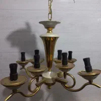 ۲ عددلوستر برنجی۸شعله طلایی رنگ ثابت|لوستر و چراغ آویز|پره‌سر, |دیوار