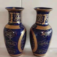 گلدان کمیاب  طلاکوب چهارقل