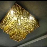 لوستر الماس.کریستالی آتوسا سه طبقه مربع. AC light|لوستر و چراغ آویز|تهران, سنگلج (شاپور)|دیوار