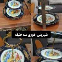 ظروف دنسی آبی سورمه ای قدیمی آبکاری طلا ۲۴ عیار|ظروف سرو و پذیرایی|اردبیل, |دیوار