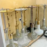 قلیان چوبی برنجی گردو خارجی رخ ساده وملزومات|کلکسیون اشیاء عتیقه|قم, نیروگاه|دیوار