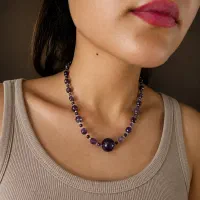 گردنبند دست ساز آمیتیست طبیعی