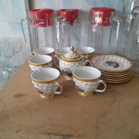 پارچ تک وفنجان قدیمی|ظروف سرو و پذیرایی|نیشابور, خط کاشمر|دیوار