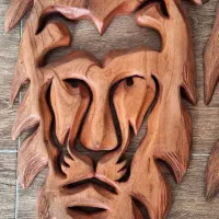مجسمه چوبی شیر  صندلی آفریقایی کنده کاری