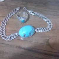 دست بند وانگشتر نقره فیروزه نیشابور اصل