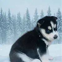 توله هاسکی نر|سگ|کرج, باغستان|دیوار