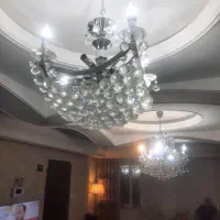 سه عدد لوستر کریستال پایه استیل درجه یک|لوستر و چراغ آویز|قروه, |دیوار