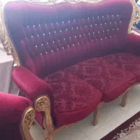 سرویس مبل ۹نفره استیل جنس رویه مخمل قرمز|مبلمان خانگی و میز عسلی|مشهد, موسوی قوچانی|دیوار