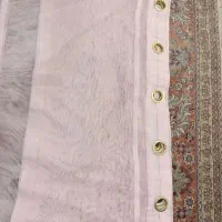 4متر نیم پرده پانچ صورتی زری دار بسیار تمیز