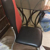 میز نهار خوری شیشه وفلزی ..