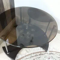 میز جلو مبلی شیشه ای و چوب ۴ تیکه سالم در حد نو