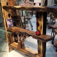 کتابخانه چوبی روستیک چوب گردو استند شلف کتابخونه