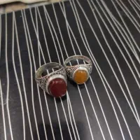 2عدد انگشتر عقیق رکاب نقره