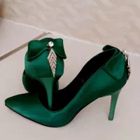 کفش مجلسی پاپیونی سبز، پاشنه بلند