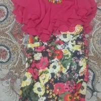 پیراهن کوتاه مجلسی دخترانه در دورنگ صورتی و سبز