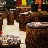 میز صندلی سیمانی طرح چوب،  باربیکیو...