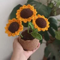 هدیه بافتنی گل بافتنی آویز بافتنی