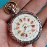 ساعت جیبی نقره صفحه مینا
