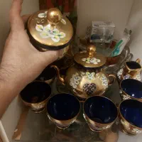 سرویس چای کبالت  اگرمن طلاکوب چک آنتیک قدیمی|ظروف سرو و پذیرایی|تهران, استخر|دیوار