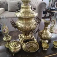 سماور زغالی  برنجی 3/5 لیتری با سرویس