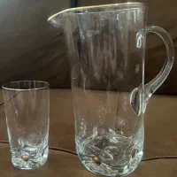 پارچ و۱۰ لیوان طلا کوب 1960 کلارا چکسلواکی|ظروف سرو و پذیرایی|تهران, پاسداران|دیوار