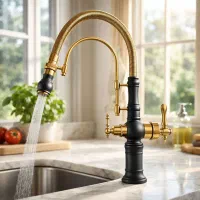 شیرآلات ظرفشویی تصفیه دار مشکی طلایی/ از تهران