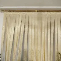 پرده حریر سفید طلایی