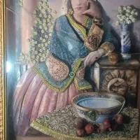 تابلو پوستر مادر و فرزند فرانسوی و دختر قاجاری|تابلو، نقاشی، عکس|مشهد, چهارچشمه|دیوار