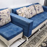 مبل راحتی ۷ نفره رنگ ابی|مبلمان خانگی و میز عسلی|شاهین‌شهر, مخابرات (شهید بهشتی)|دیوار