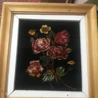 تابلوفرش گل رز۳۵در۳۵سانتب بااستفاده ازابریشم خالص