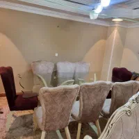 میز ۸ نفره کلاسیک با میز شیشه ای بزرگ شکیل|میز و صندلی غذاخوری|رشت, گلسار|دیوار